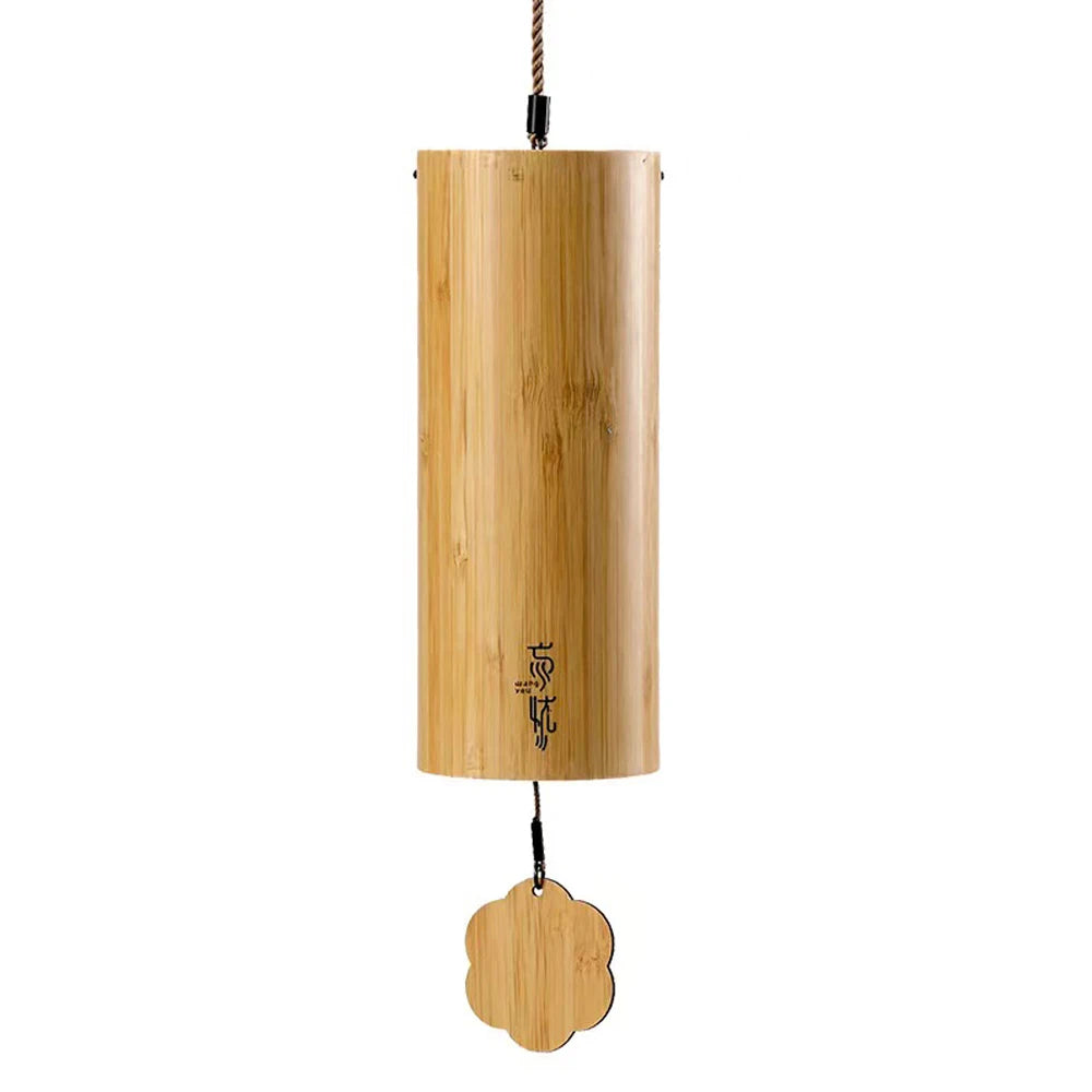 Handmade bamboo wind chime with flower-shaped bamboo wind catcher