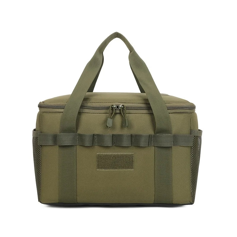 14L Multi-Compartment Camping Gear Organizer Bag with Dividers – Nylon Storage Tote for Outdoor, Car Trunk & Utility Use