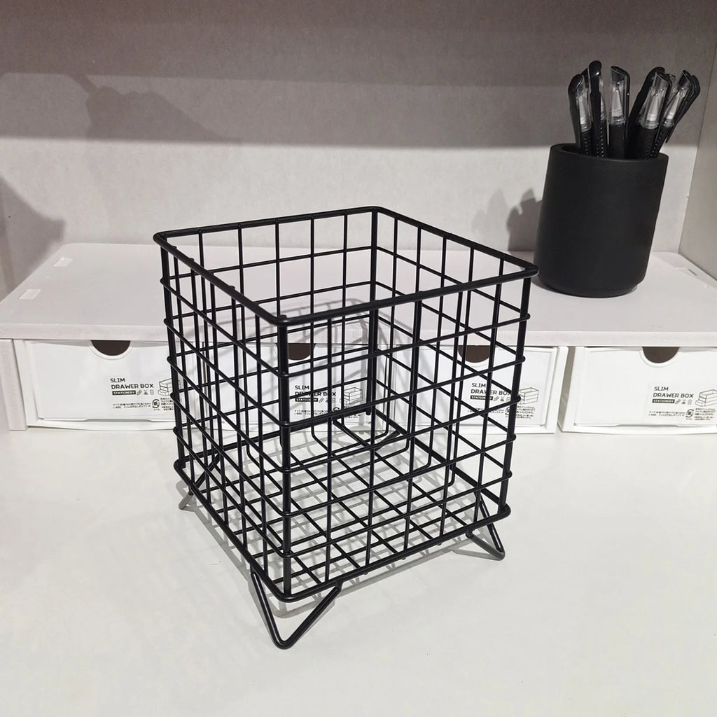 Metal Desktop Storage Basket Organizer