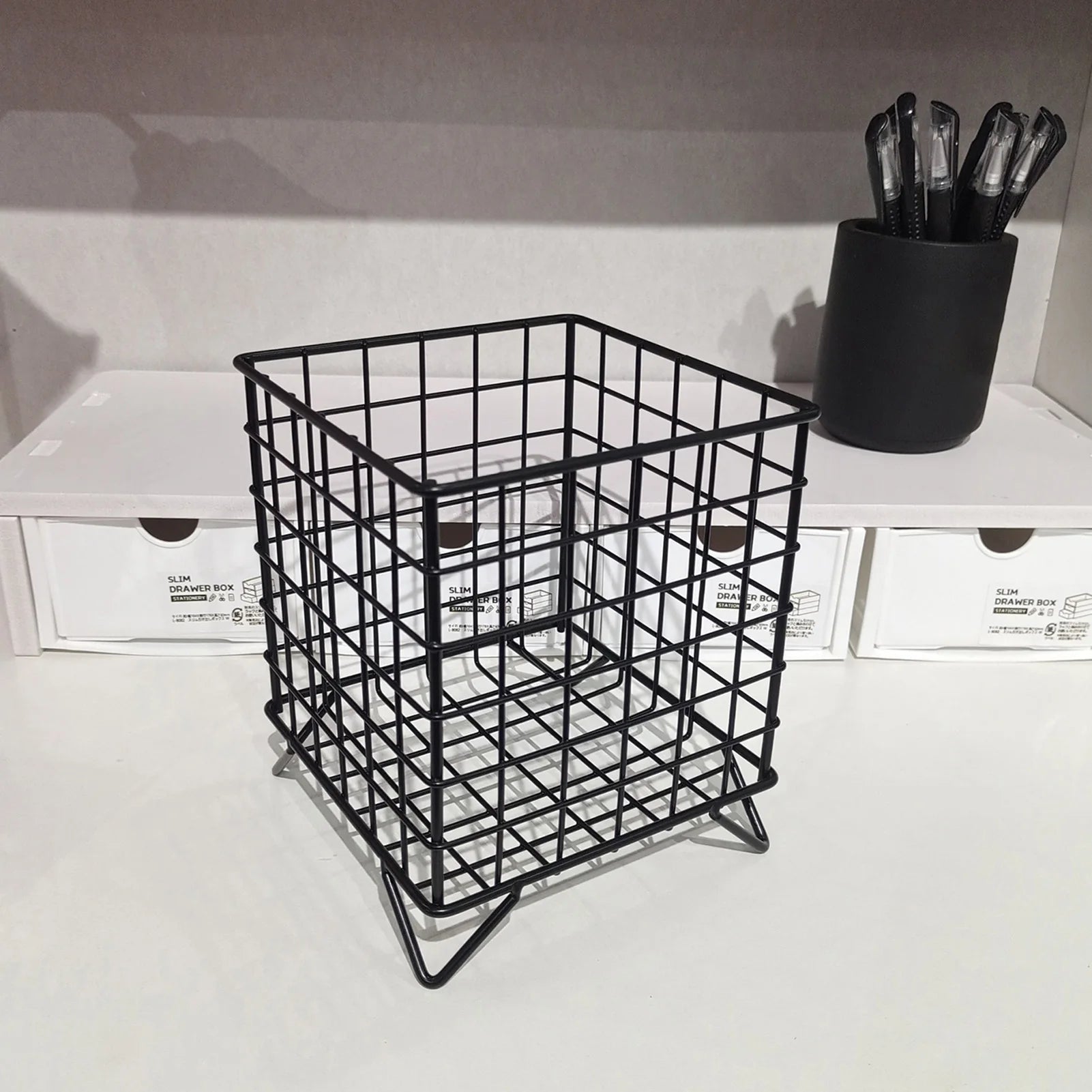 Metal Desktop Storage Basket Organizer