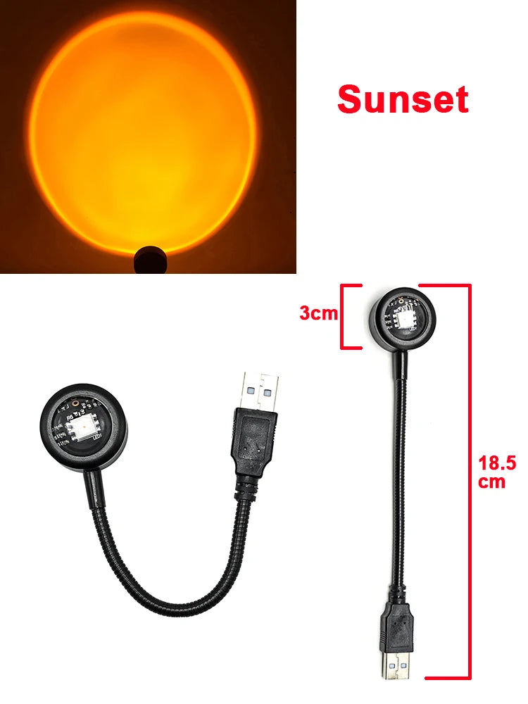 USB Sunset Projector Mood Lamp for Cozy Room Ambience