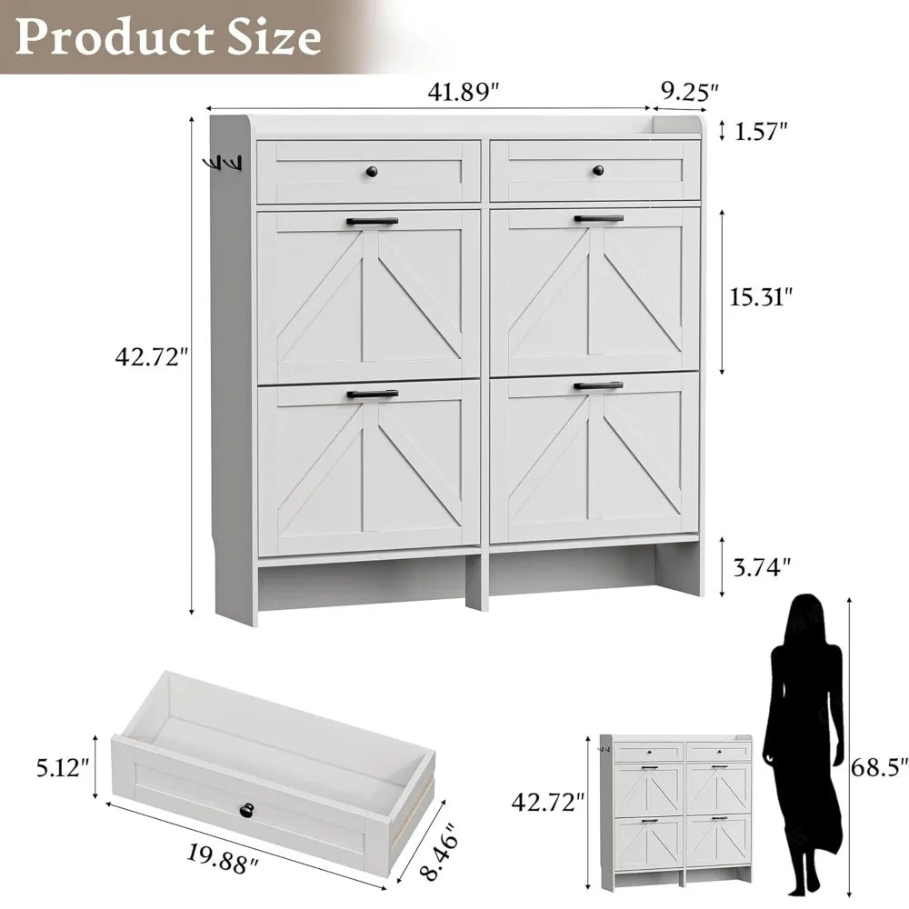 Harbor Modern 4-Drawer Entryway Shoe Cabinet with Hooks