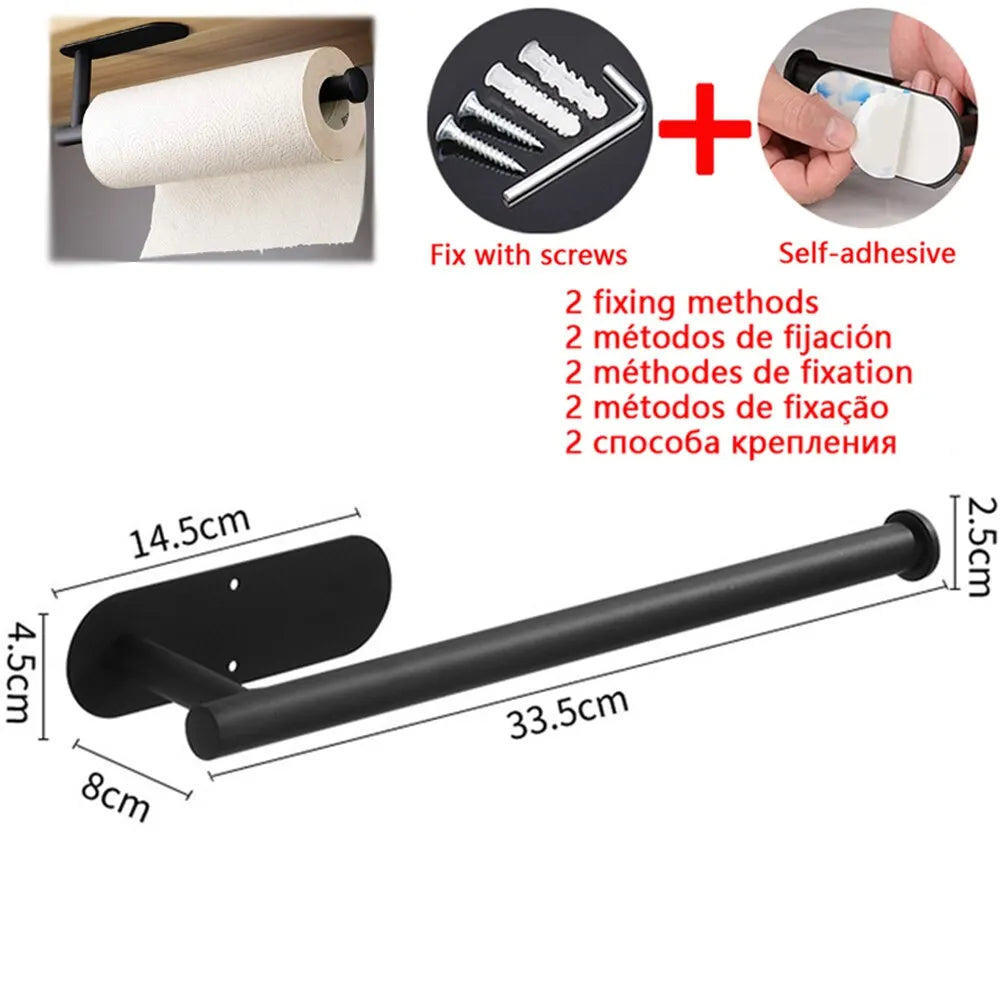 Adhesive Stainless Steel Toilet Paper or Paper Towel Holder for Bathrooms & Kitchens