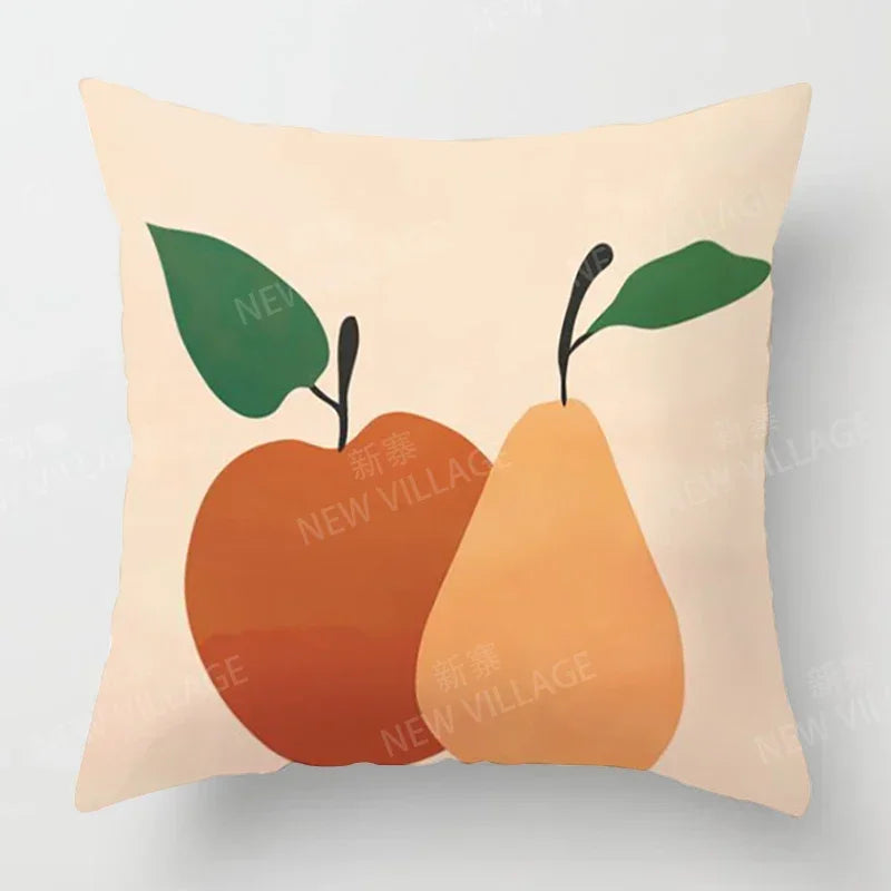 Morandi Autumn Botanical Throw Pillow Cover – Soft Polyester Square Cushion Cover for Couch, Bed, or Living Room Decor