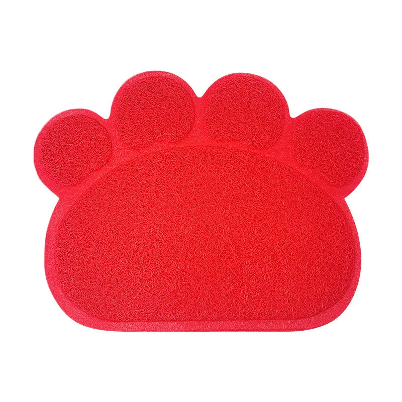 Paw Print Cat Litter Mat – Colorful Non-Slip PVC Floor Protector for Litter Box & Pet Feeding Area