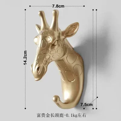 Wildlife Gold Animal Head Wall Hooks – Decorative Single Coat & Entryway Hangers