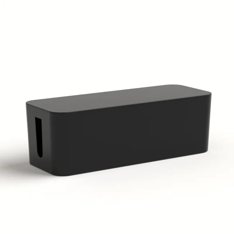 Cable Management Box with Wood Grain Lid – Home & Office Cord Organizer