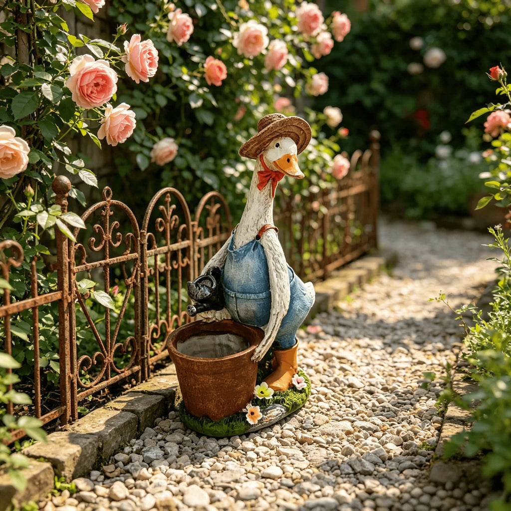 Whimsical Duck Garden Planter Statue – Resin Outdoor Decor