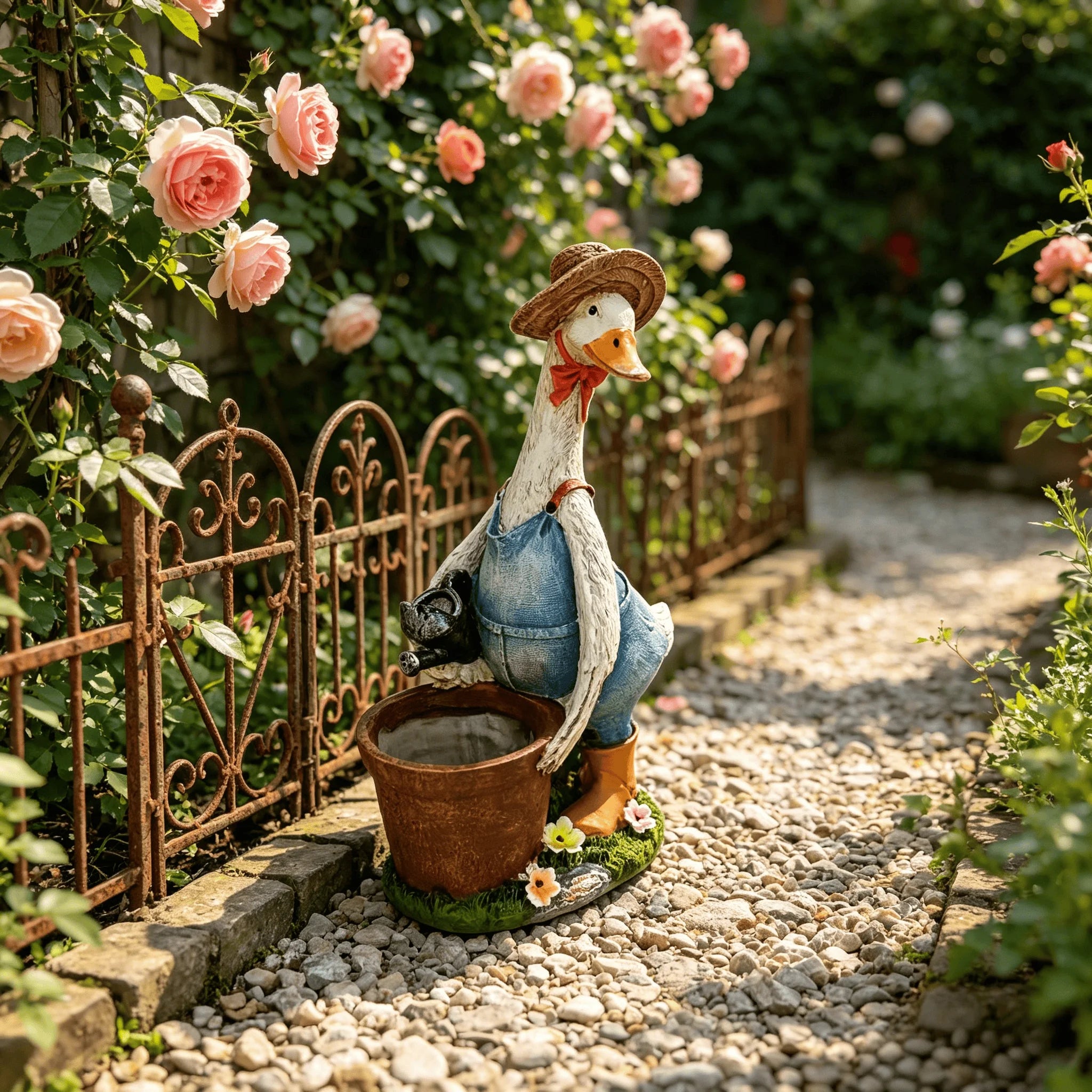 Whimsical Duck Garden Planter Statue – Resin Outdoor Decor