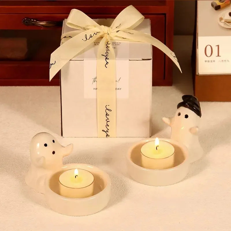 Willow Grove Ceramic Ghost Candle Holder