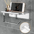 Wall-Mounted Stainless Steel Toilet Paper Holder with Shelf for Bathroom Organization