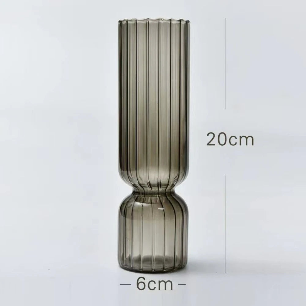 Lynna Striped Colorful Glass Vase for Modern Tabletop & Shelf Decor