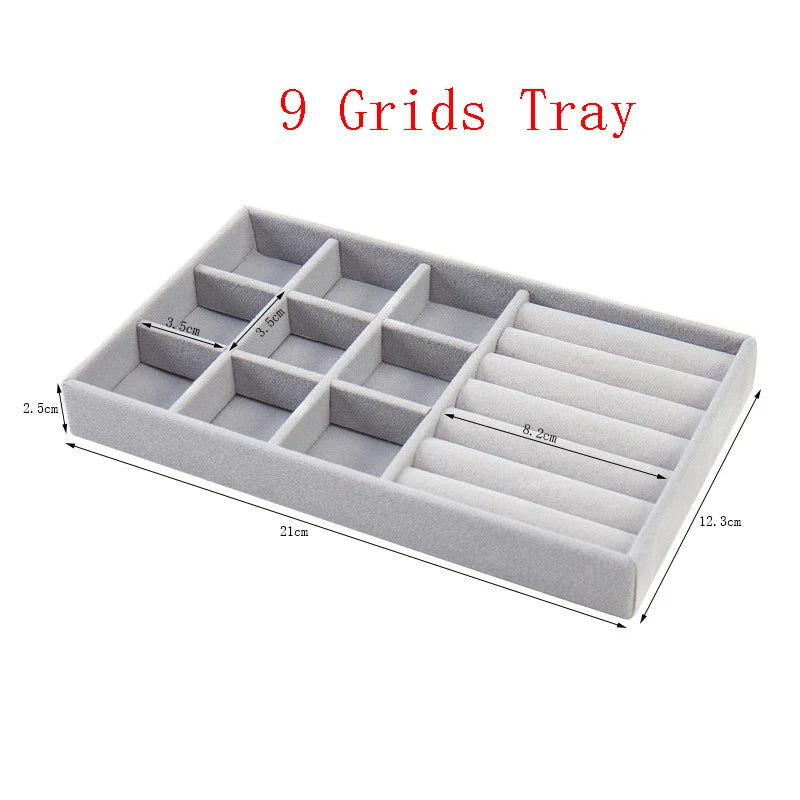 Velvet Jewelry Drawer Organizer Tray – Various Grid Options