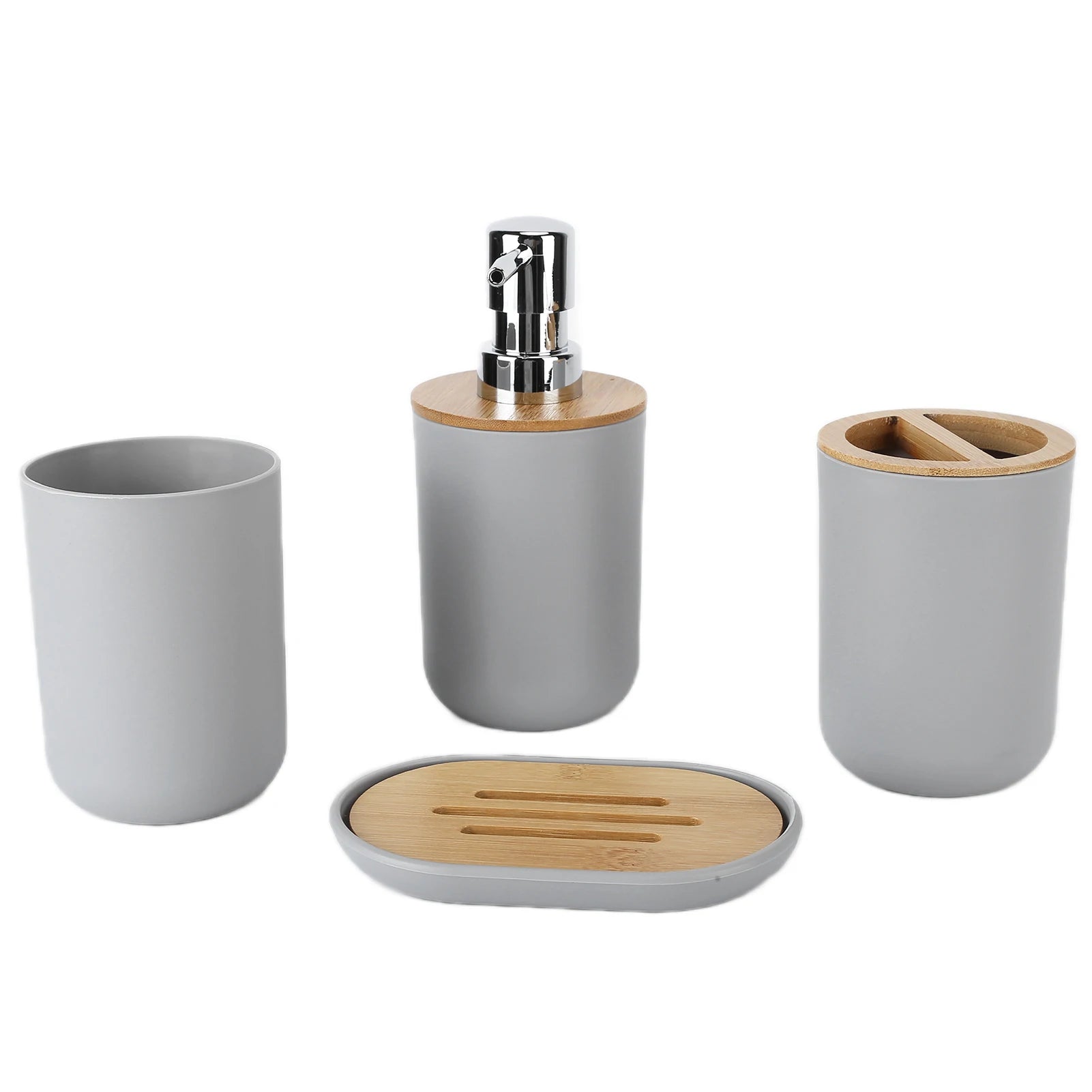 Bamboo & Plastic 4-Piece Bathroom Countertop Set
