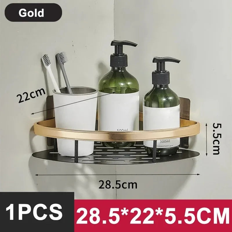 Wall-Mounted Aluminum Organizer Shelf (Adhesive, No-Drill)