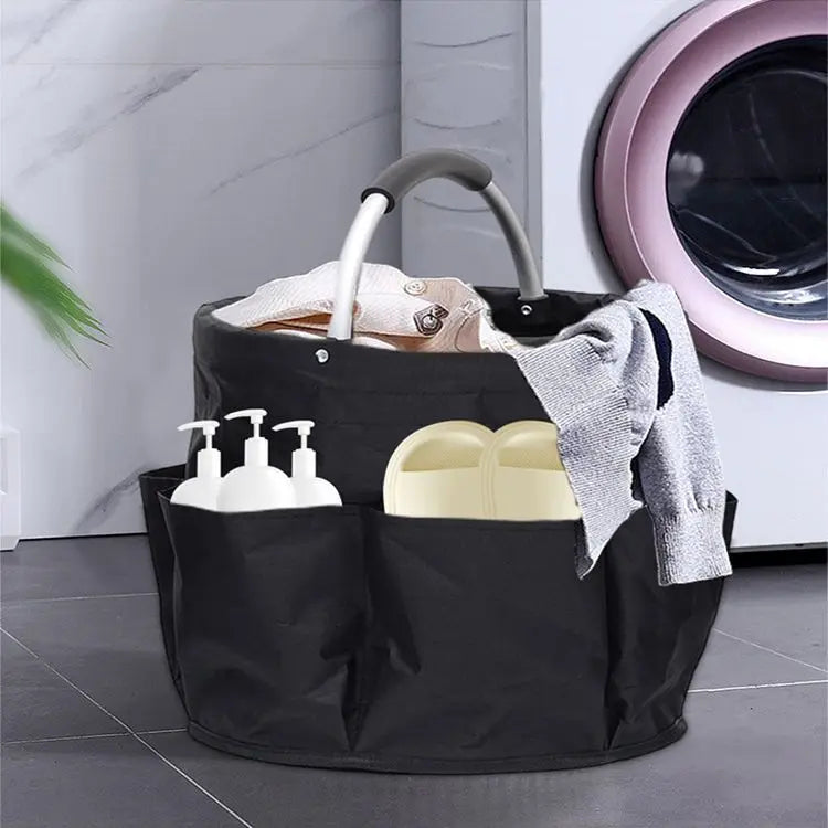 Foldable Cleaning Caddy with Handle and Pockets, 17L Capacity
