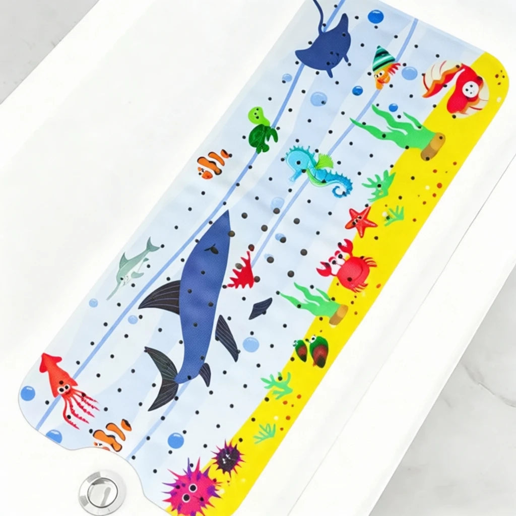 Extra-Long Non-Slip Bath Mat for Kids & Toddlers — 40x100cm, Suction Cups