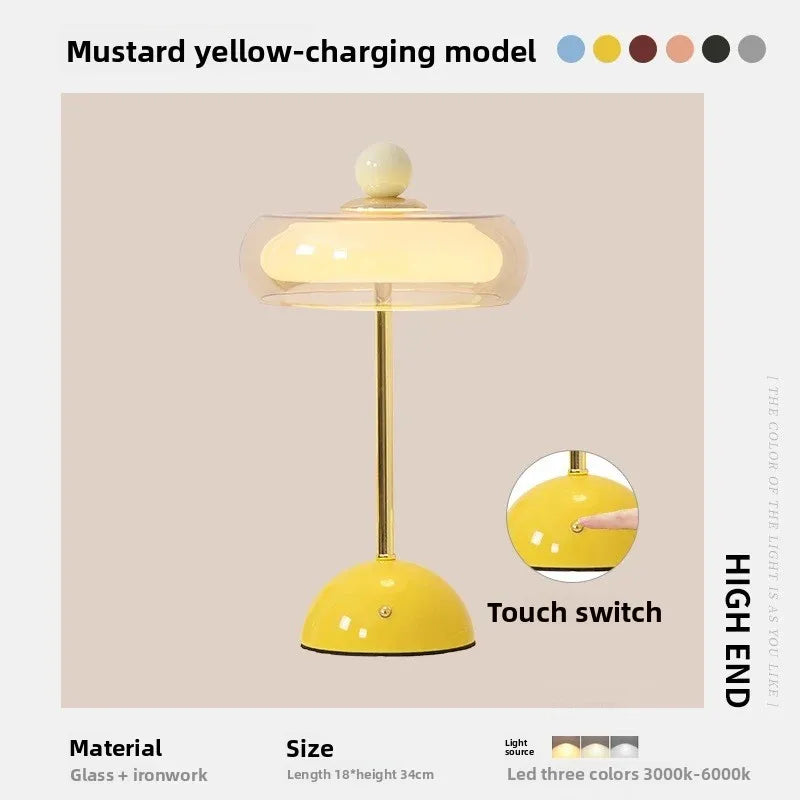 Clementine Rechargeable Mushroom Table Lamp for Bedside & Cozy Home Lighting – Dimmable, Touch-Control, 3 Color Modes