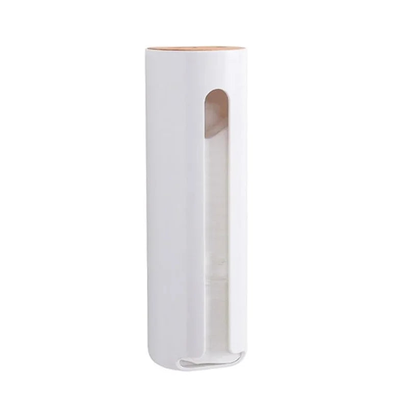 Wall-Mounted Cotton Pad Holder with Wood Top for Bathroom or Vanity