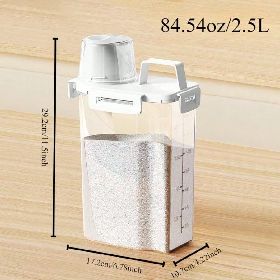 2.5L Airtight Food Storage Container with Pour Spout & Handle for Rice, Grains, and Pantry Organization