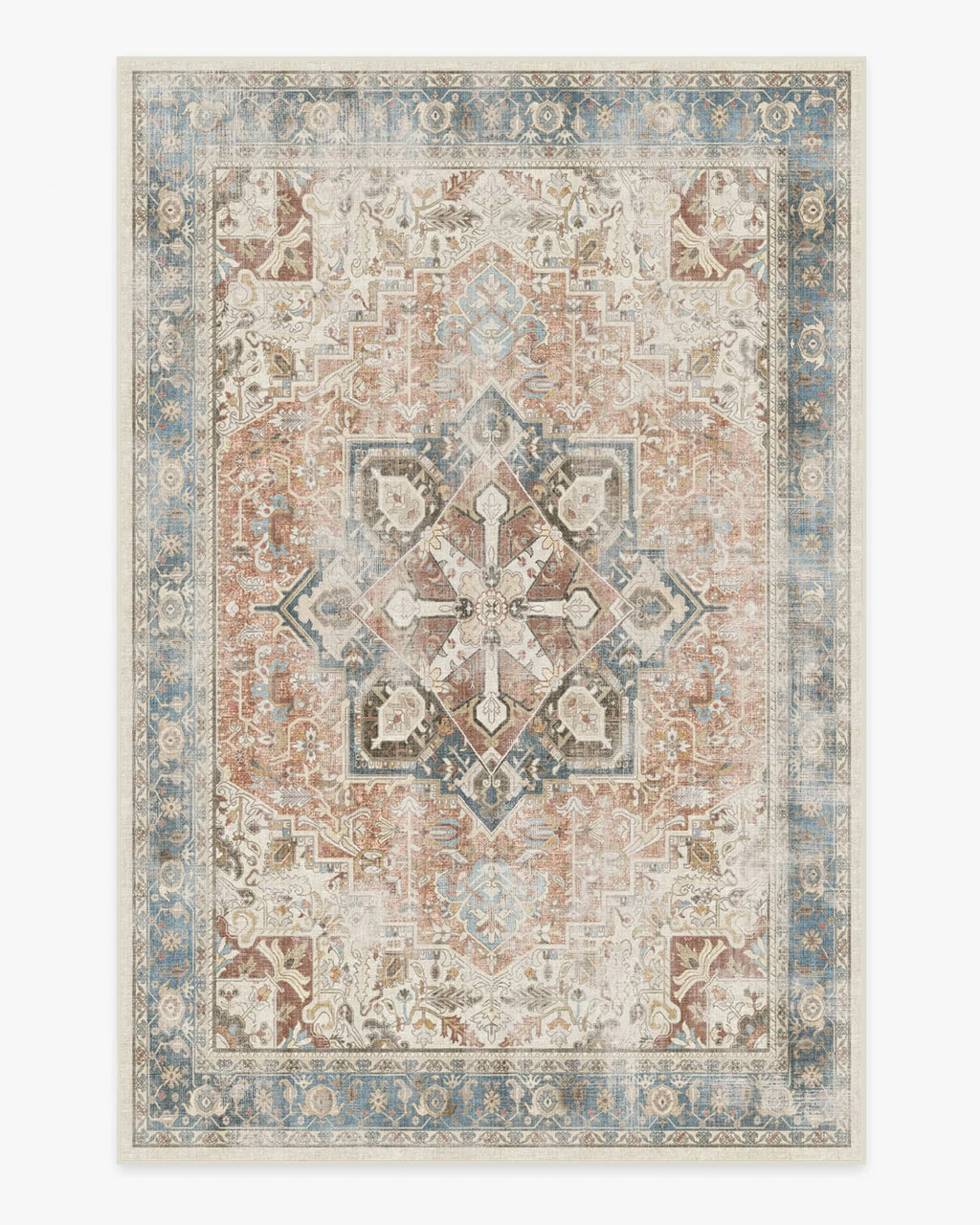 Hazel Vintage Washable Persian-Style Rug – Geometric Pattern for Living Room, Bedroom, or Bathroom