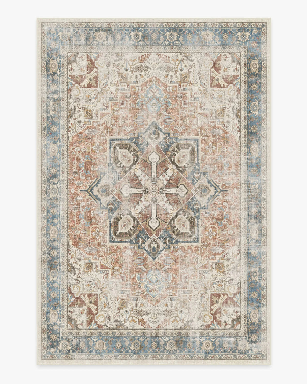 Hazel Vintage Washable Persian-Style Rug – Geometric Pattern for Living Room, Bedroom, or Bathroom