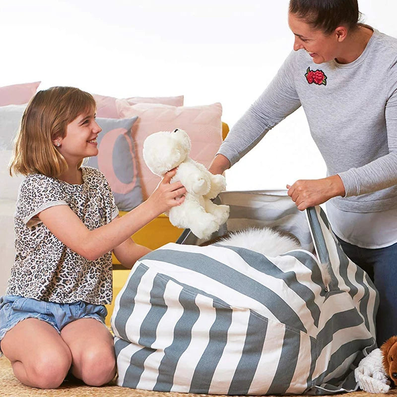 Canvas Toy Storage Bean Bag – Kids’ Plush Organizer & Floor Seat