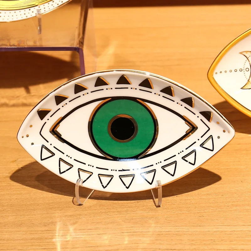 Savannah Eye Ceramic Jewelry Tray – Decorative Trinket Dish for Rings, Earrings & Vanity Organization