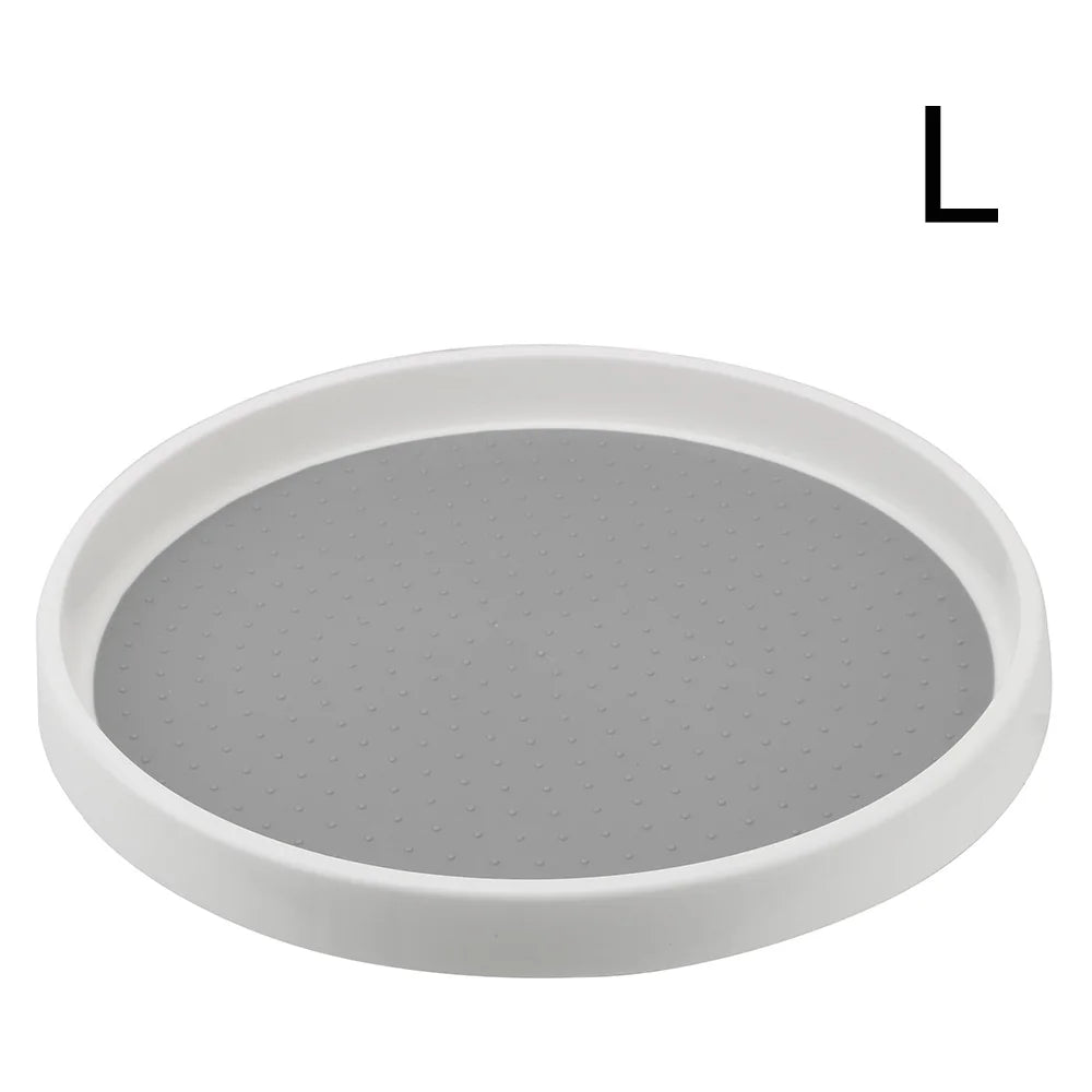 Rotating Pantry Turntable Organizer – White & Gray