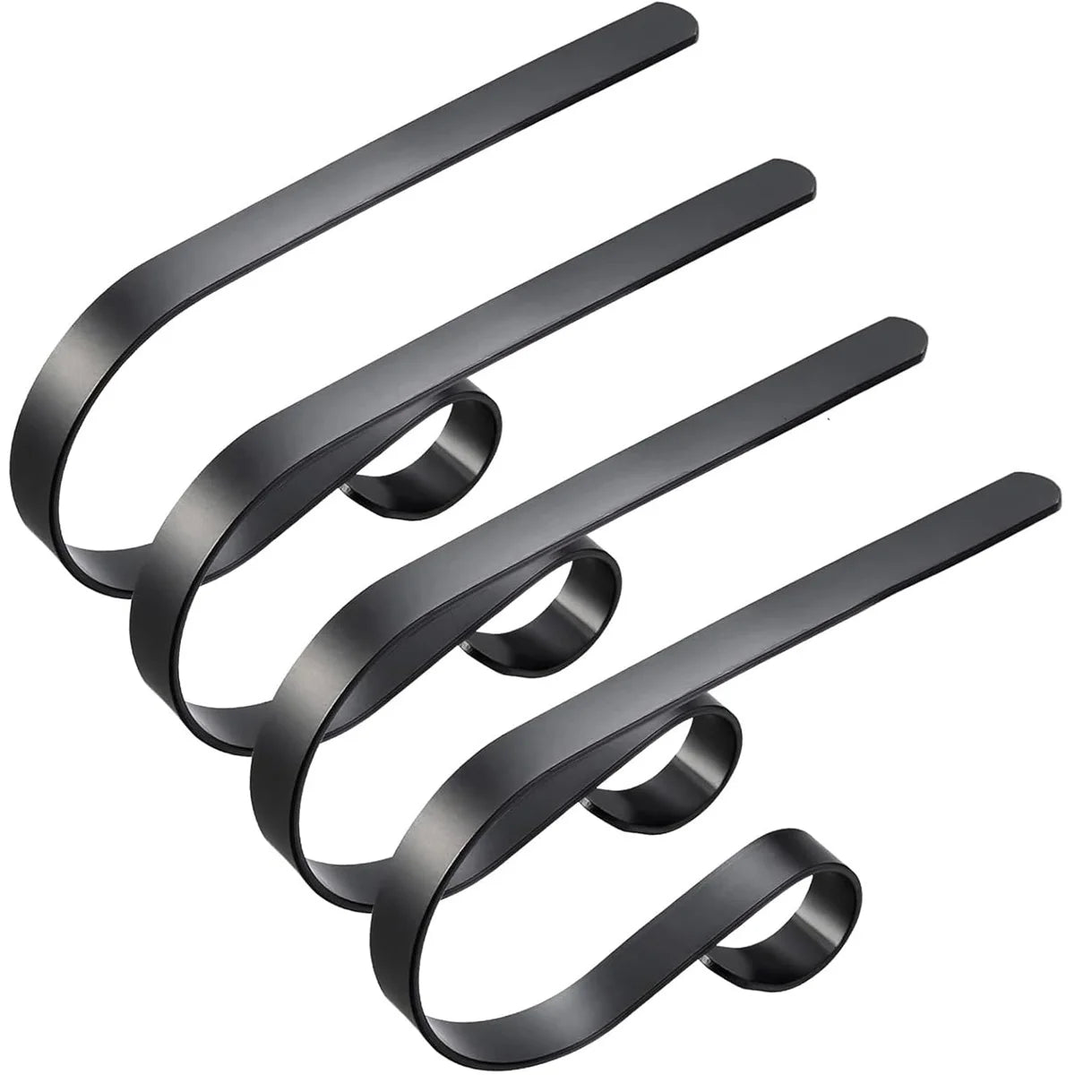Adjustable Stainless Steel Stocking Holders for Fireplace Mantel, 2 or 4 Pack – Black, Gold, or Silver
