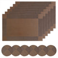 Woven Vinyl Placemats & Coaster Set of 6 for Dining Table