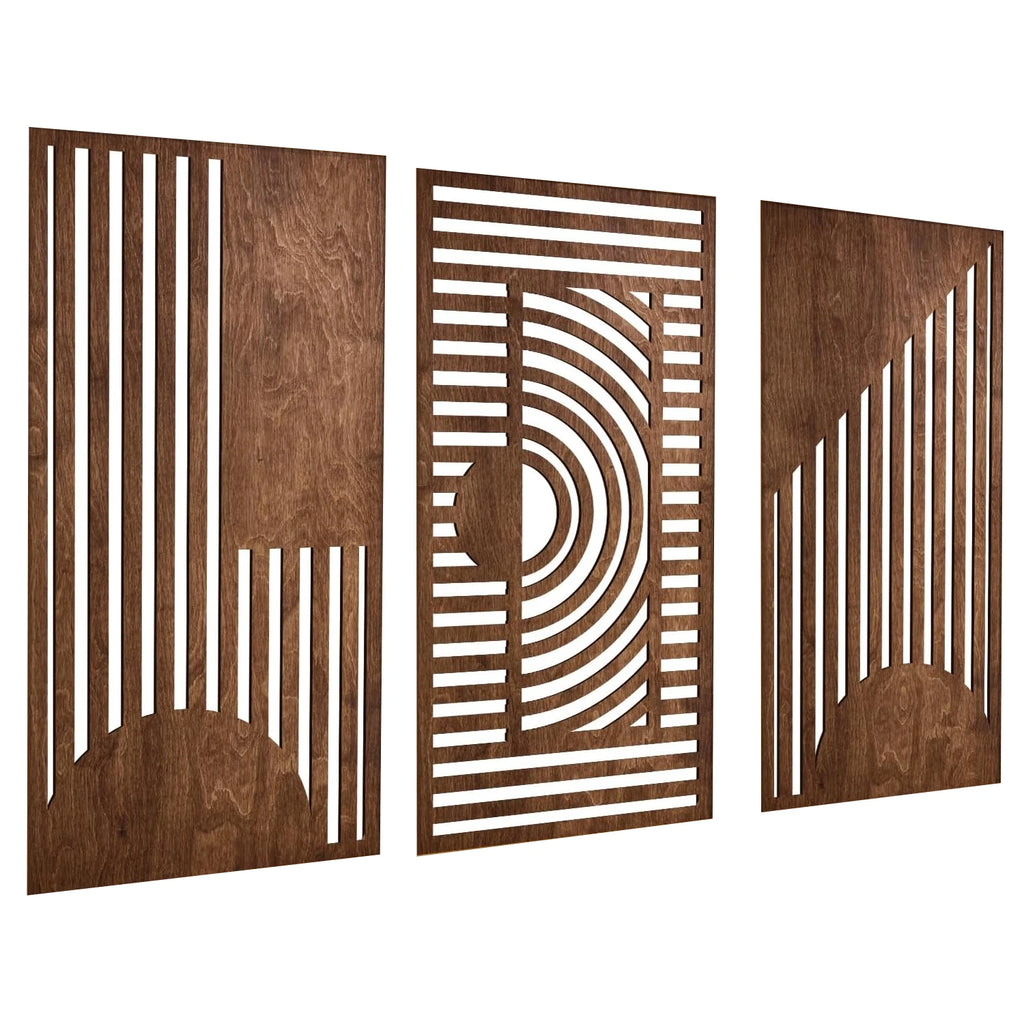 Orla Geometric Wood Wall Art Set – 3 Piece Boho Panel Decor