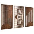 Orla Geometric Wood Wall Art Set – 3 Piece Boho Panel Decor