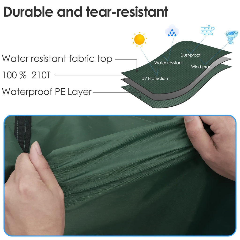 Close-up diagram of outdoor storage bag's layered, water-resistant oxford fabric construction