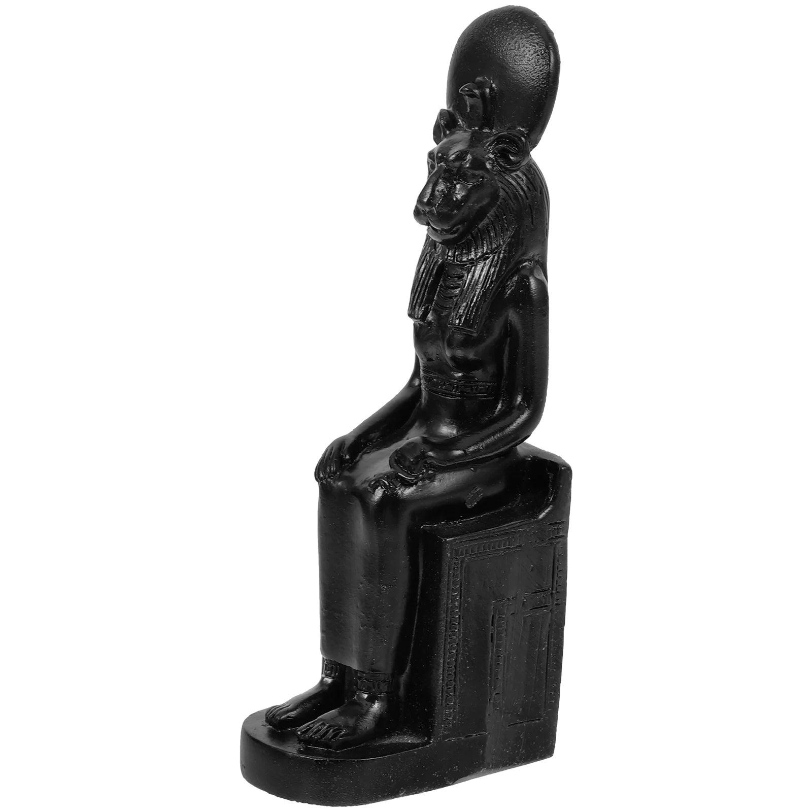 Sekhmet-Inspired Egyptian Goddess Figurine in Black Resin for Desk, Shelf, or Tabletop Decor