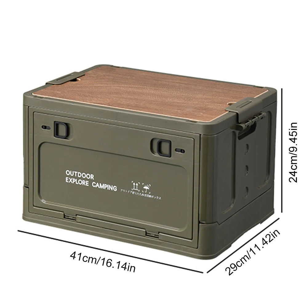 Collapsible Storage Bin with Side Open Doors & Wooden Lid – 20L/30L