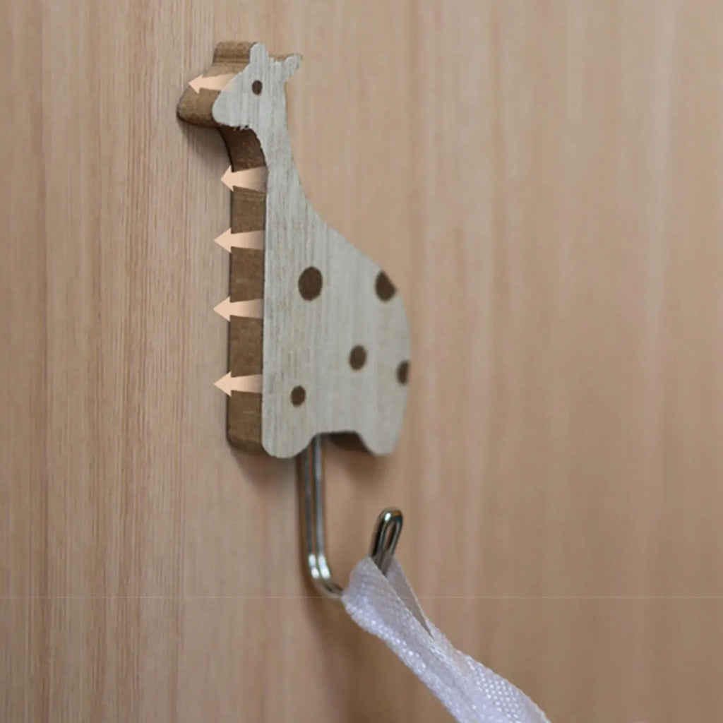 Willow Grove Animal Wall Hooks – Set of 6 Self-Adhesive Bamboo Hooks for Nursery, Kids’ Room, or Entryway