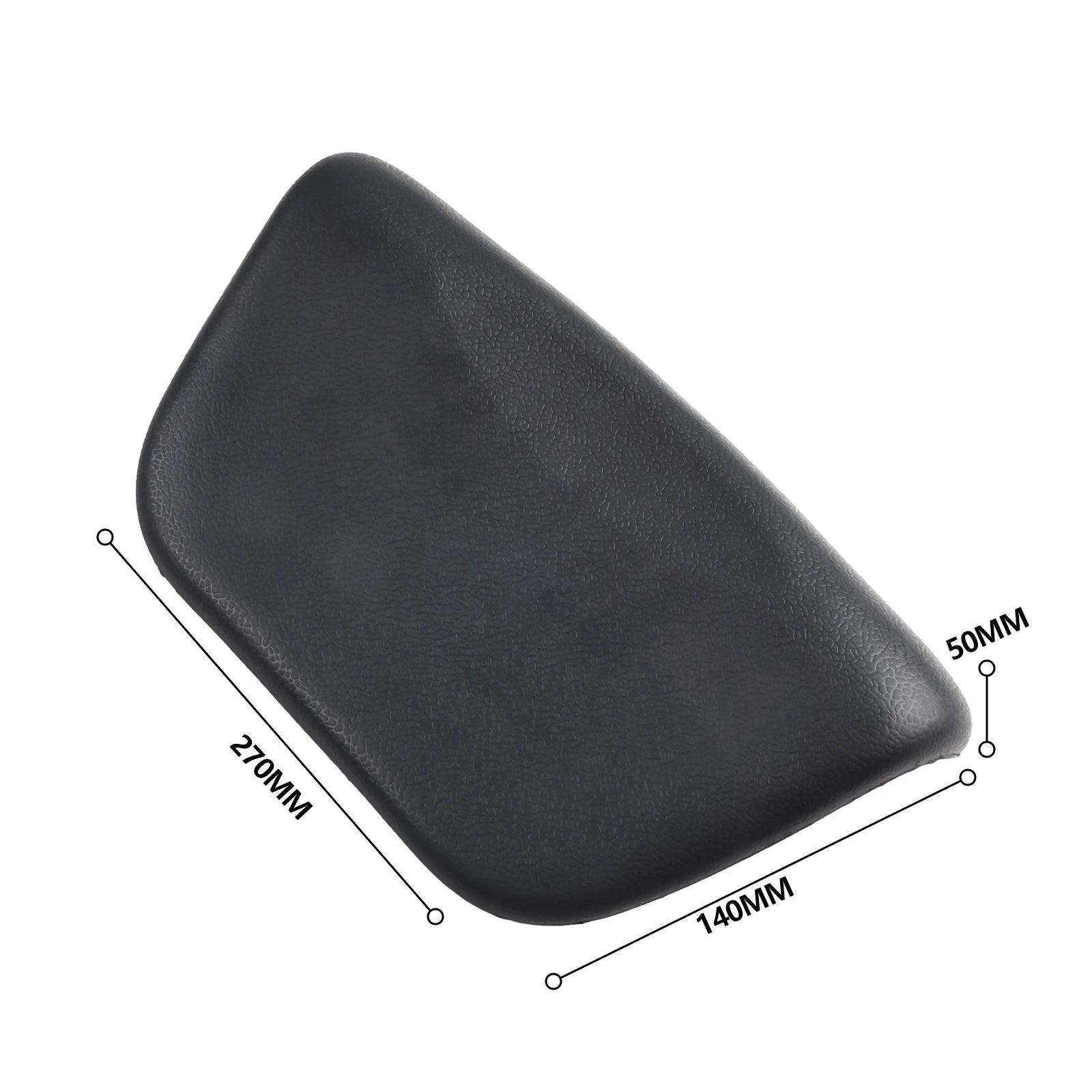 Black PU bath pillow with approximate dimensions labeled in millimeters