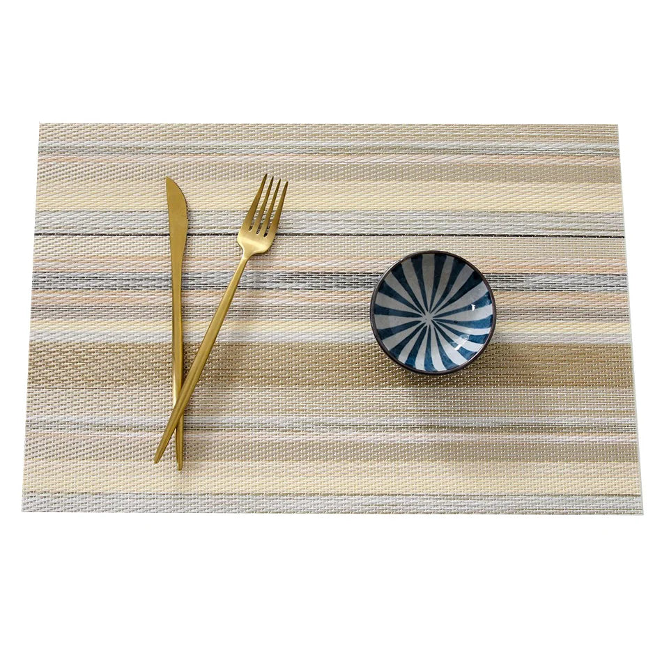 Bamboo-Pattern PVC Placemats – Washable Table Mats for Dining