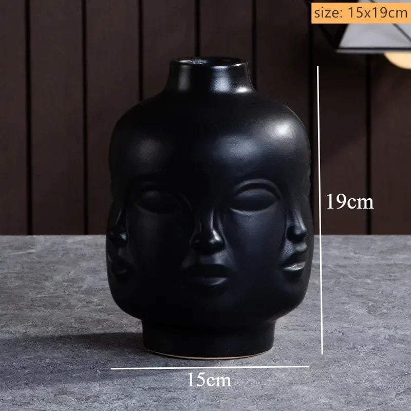 Eden Sculpted Face Ceramic Vase