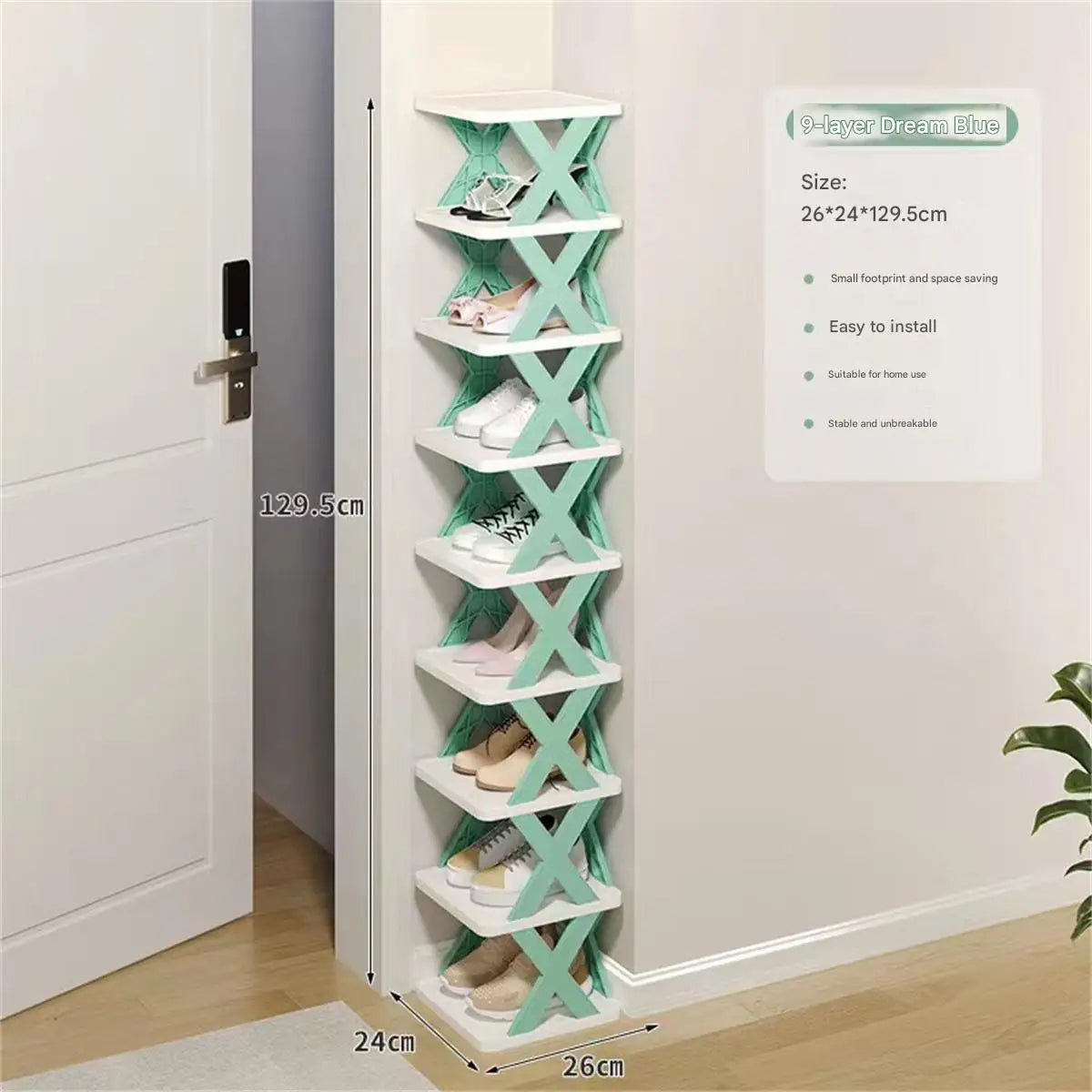 Multi-Layer Narrow Plastic Shoe Rack for Entryway, Closet or Small Spaces