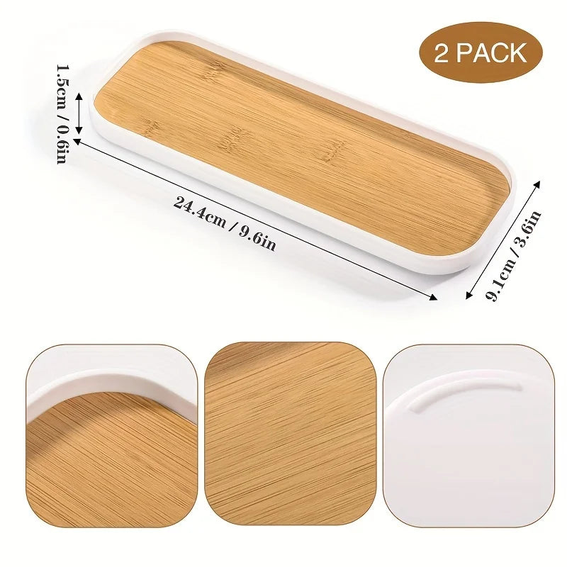 Slim Vanity Counter Tray Organizer for Bathroom, Kitchen, or Entryway