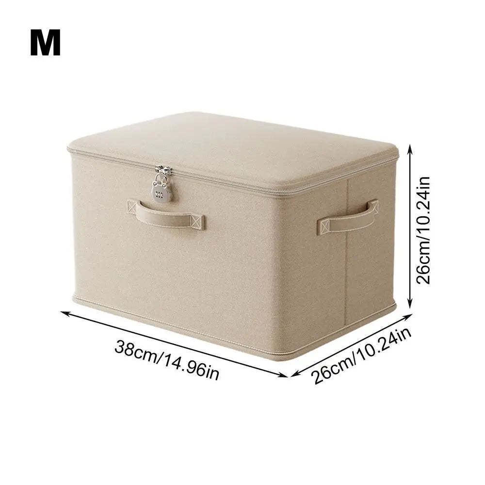 Stackable Lockable Fabric Storage Box with Handles – White