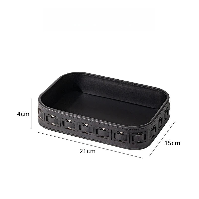 Sable Rectangular Leather Vanity Tray