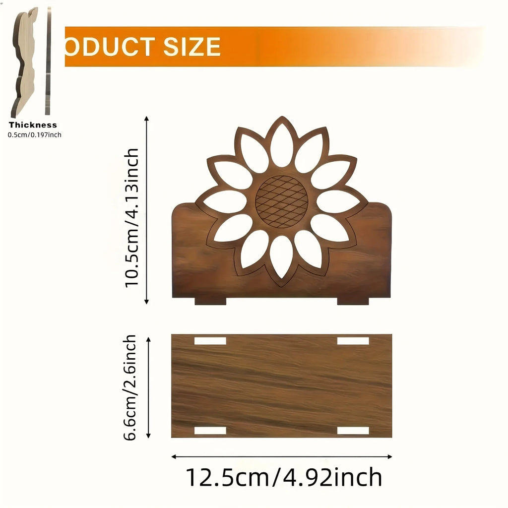 Wooden Sunflower Napkin Holder for Kitchen and Dining Table