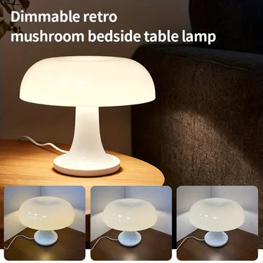 Marlow Mushroom Table Lamp with Tri-Tone LED for Bedroom or Living Room