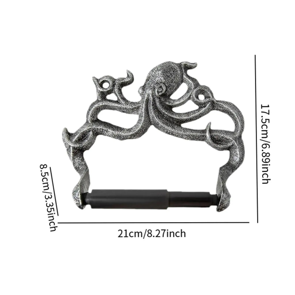 Linden Octopus Iron Toilet Paper Holder for Bathroom Wall – Whimsical Space-Saving Decor