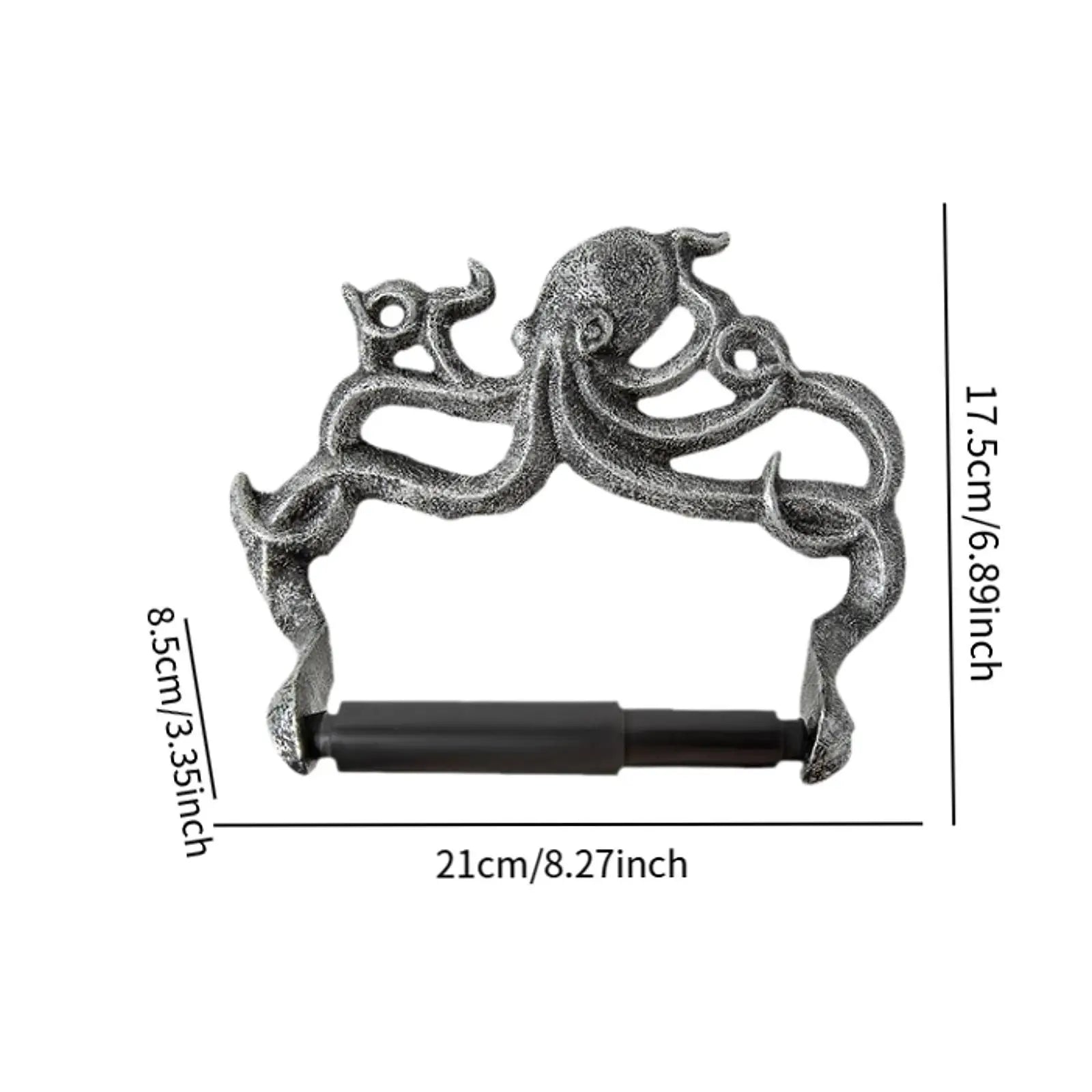Linden Octopus Iron Toilet Paper Holder for Bathroom Wall – Whimsical Space-Saving Decor