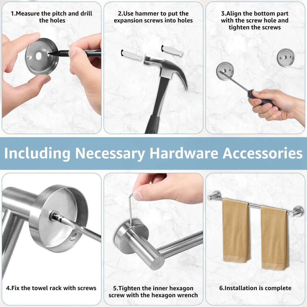 Adjustable Stainless Steel Wall-Mounted Towel Bar