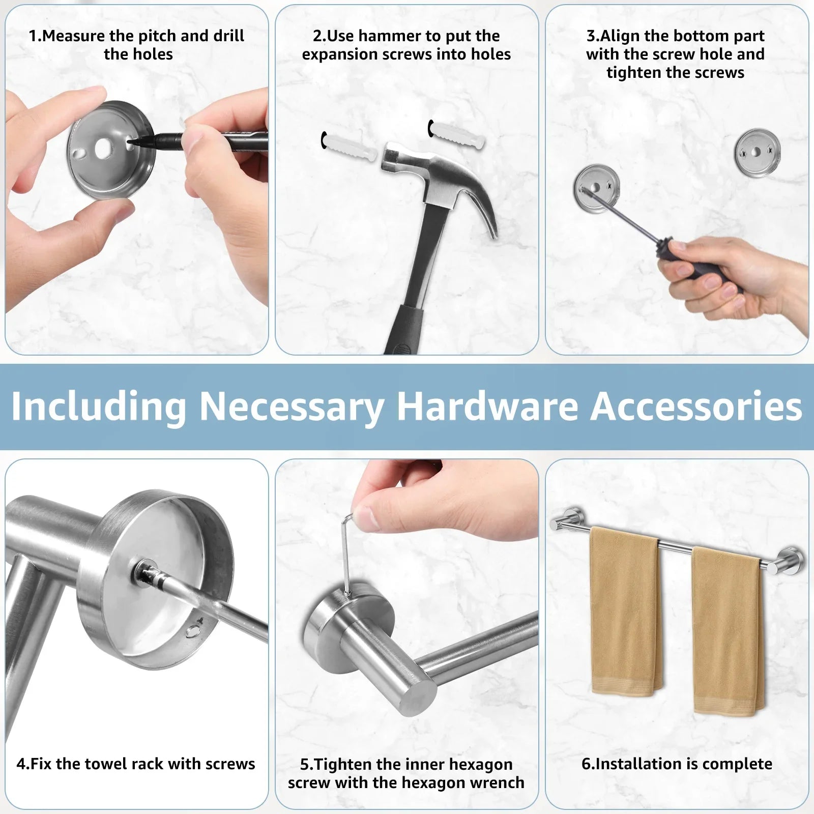 Adjustable Stainless Steel Wall-Mounted Towel Bar